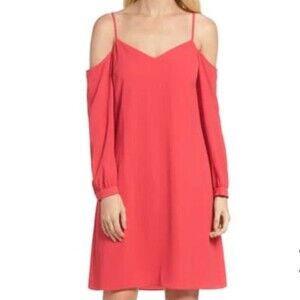 Julia Jordan Cold Shoulder Long Sleeve Dress color red size 2